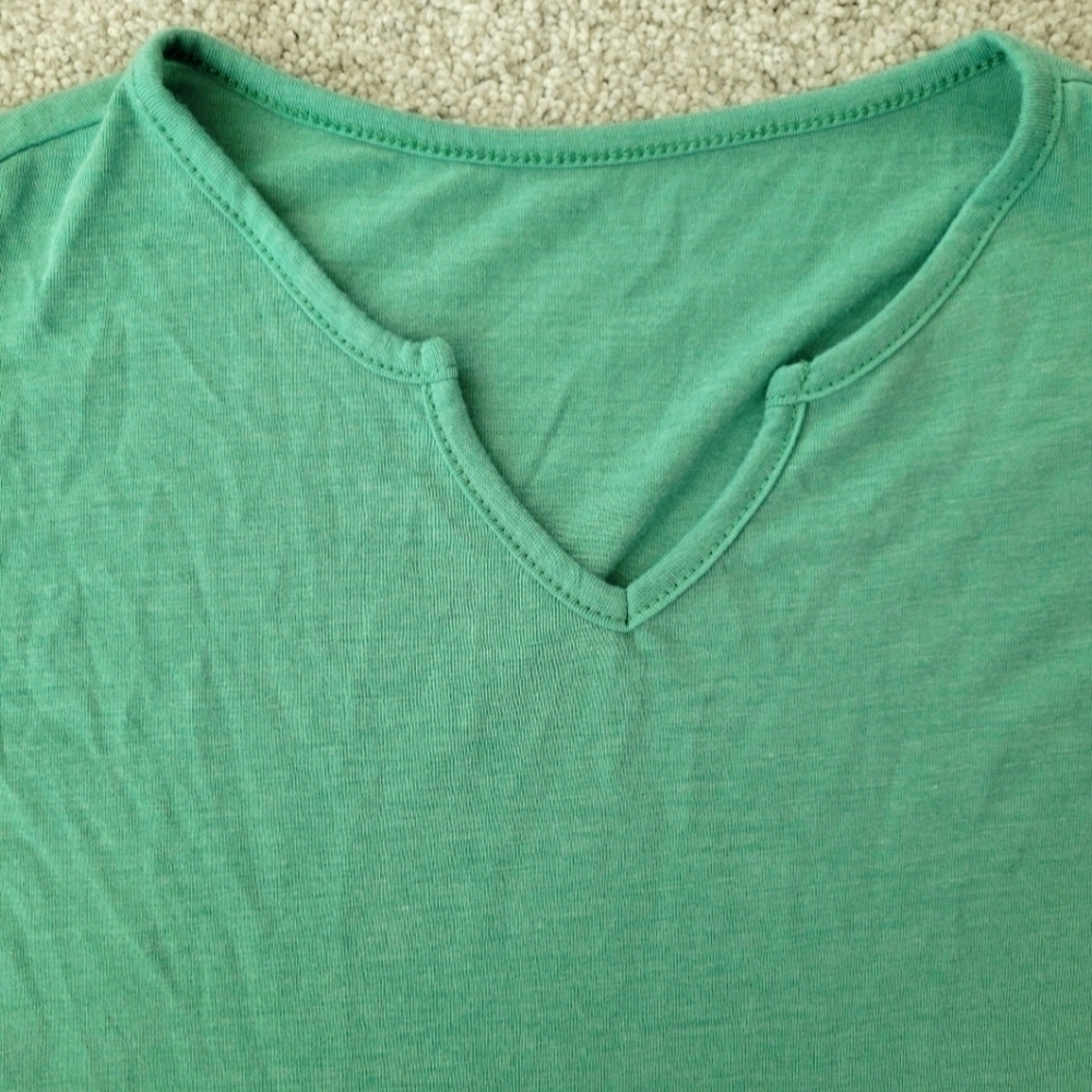 ✨EMERY ROSE Notched Neckline Petal Sleeve Tee✨ - Picture 2 of 4
